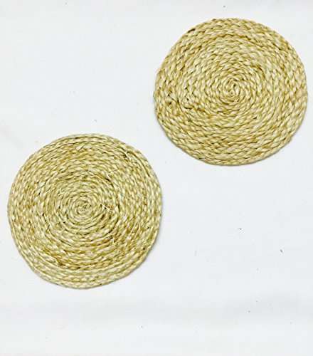 Eerafashionicing Coaster Jute Patch Motif Home Decor Hobby Craft Wedding Burlap Hessian Jute Vintage (Set of 4) 4