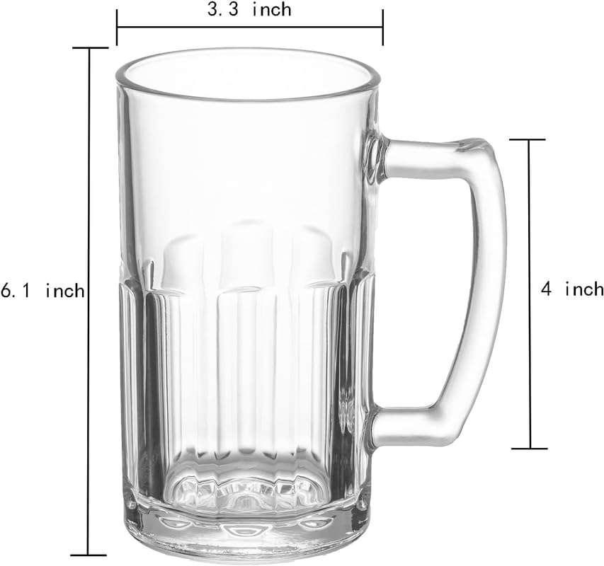 Homeprism Premium Glass Beer Mug - Transparent (630ml) | Mug with Handle Glass | Freezable Beer Glasses | Multipurpose Everyday Drinking Glasses | Cocktail Glasses (Design1 - Pack of 1) 4