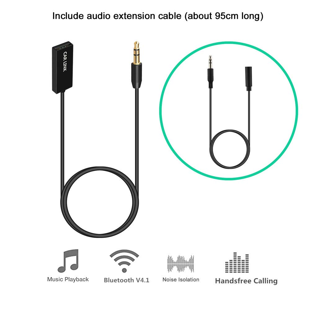 Bluetooth Aux Adapter , U2 Mini Wireless Car Bluetooth Receiver USB to 3.5mm Jack Bluetooth to Aux Adapter Audio Music Receiver Handsfree Car kit with Built in Mic for Car Speaker Home Audio 2