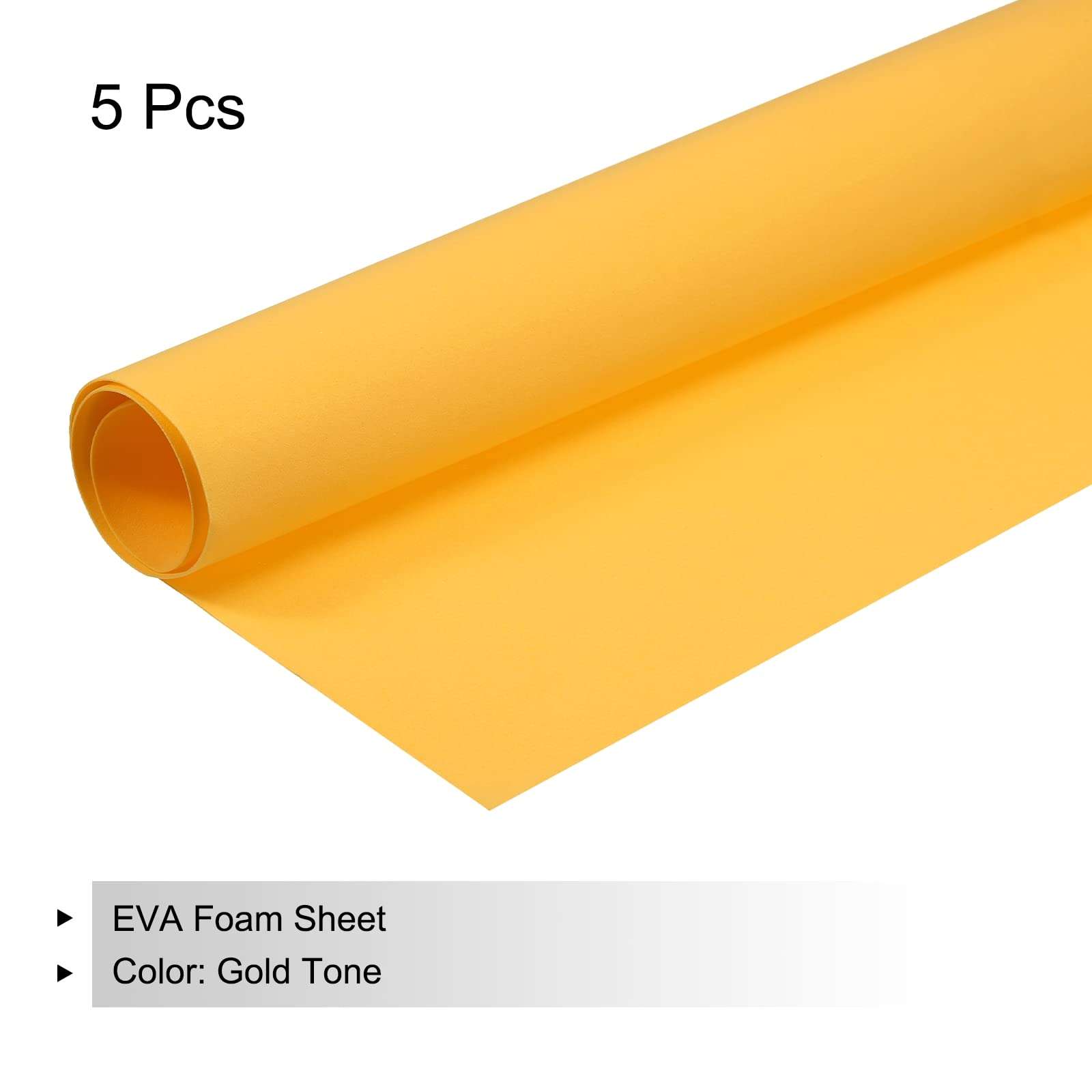 MECCANIXITY EVA Foam Sheets Gold Tone 19.7 Inch x 17.7 Inch 0.8mm Thick Crafts Foam Sheets for Costumes, Arts and Crafts Projects Pack of 5 4