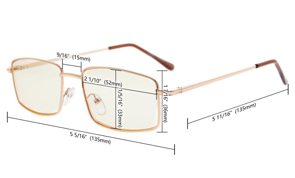 UV Protection Anti Blue Rays Glasses Metal Frame Computer Reading Eyeglasses Men(Gold) +1.25 5