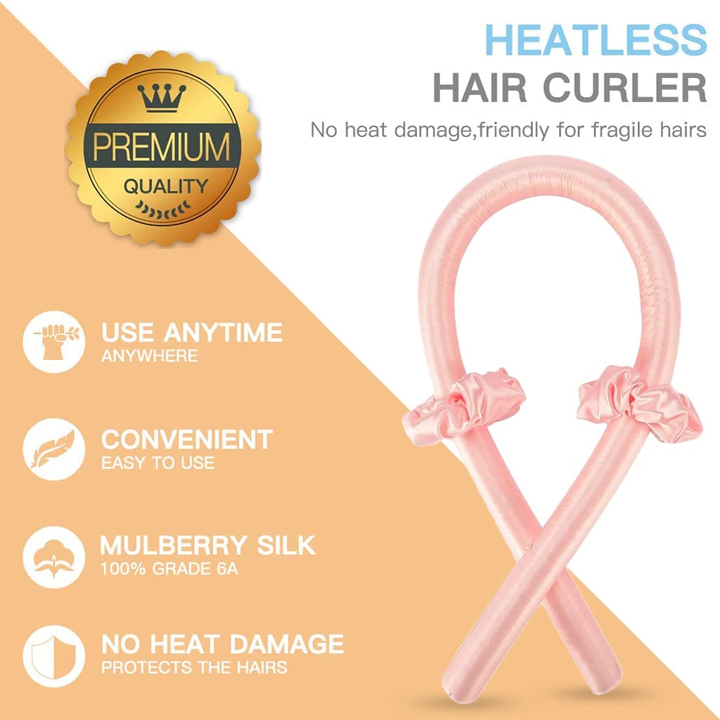 Akshved Heatless Hair Curlers For Long Hair, No Heat Silk Curls Headband You Can To Sleep In Overnight, Soft Foam Hair Rollers, Curling Ribbon and Flexi Rods for Natural Hair (MULTI) 6