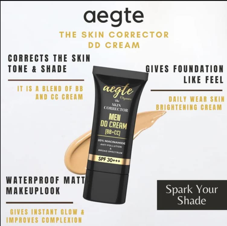 Aegte Organics Skin Corrector DD Cream (BB+CC) Broad Spectrum SPF 25++ Long Lasting Natural Coverage Lightweight & Hydrating (Natural) 2
