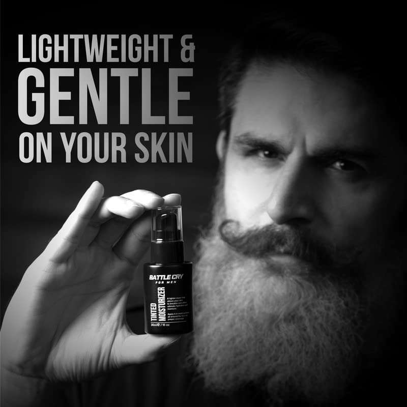 Battle Cry Lightweight Instant Hydration Tinted Moisturizer For Men, Non Greesy Flawless Face, Long Lasting Face Cream Beneficial For All Skin Types, Available In 3 Shades, (30ml, Medium) 3