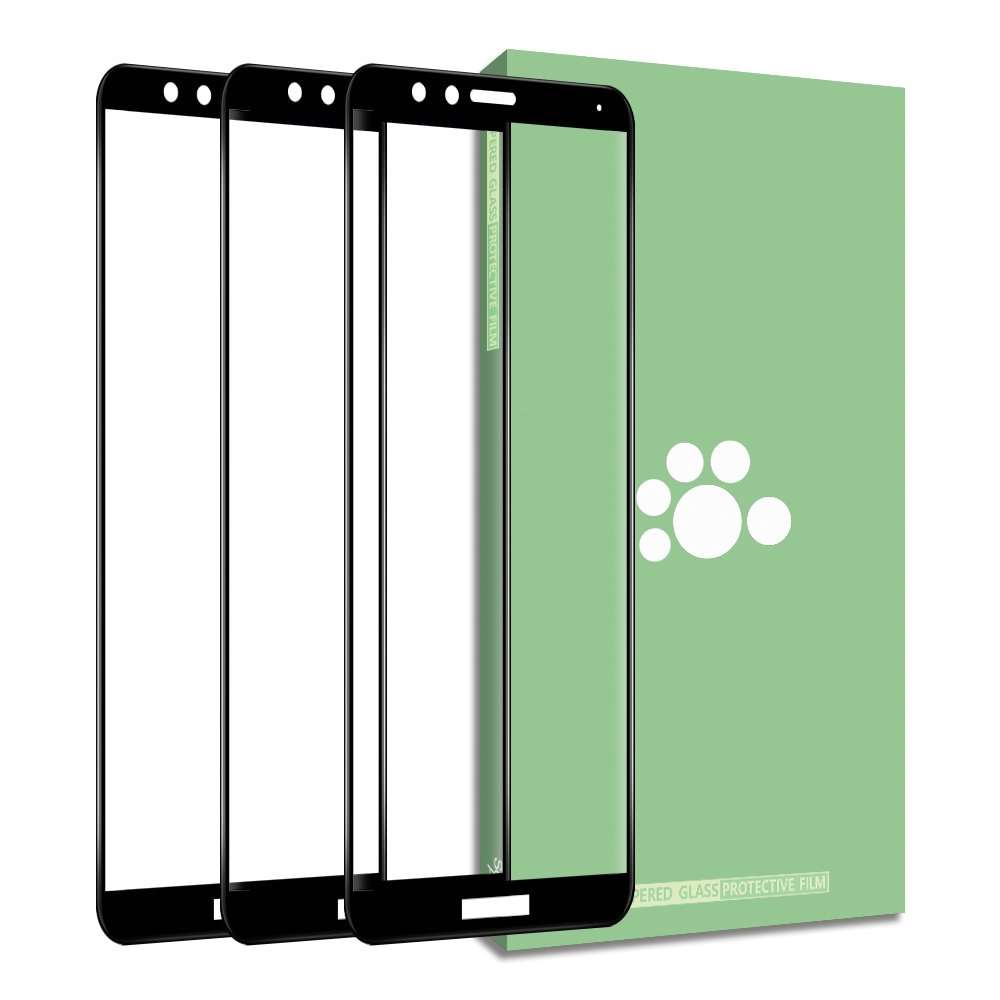 Huawei Honor 7X Tempered Glass Screen Protector-(3 Pack) Clear Anti-glare Ultra-thin 9H Silk Print Protective Film For Huawei Honor 7X BND-AL10 BND-TL10 / Mate SE BND-L34 5.93 inch 1