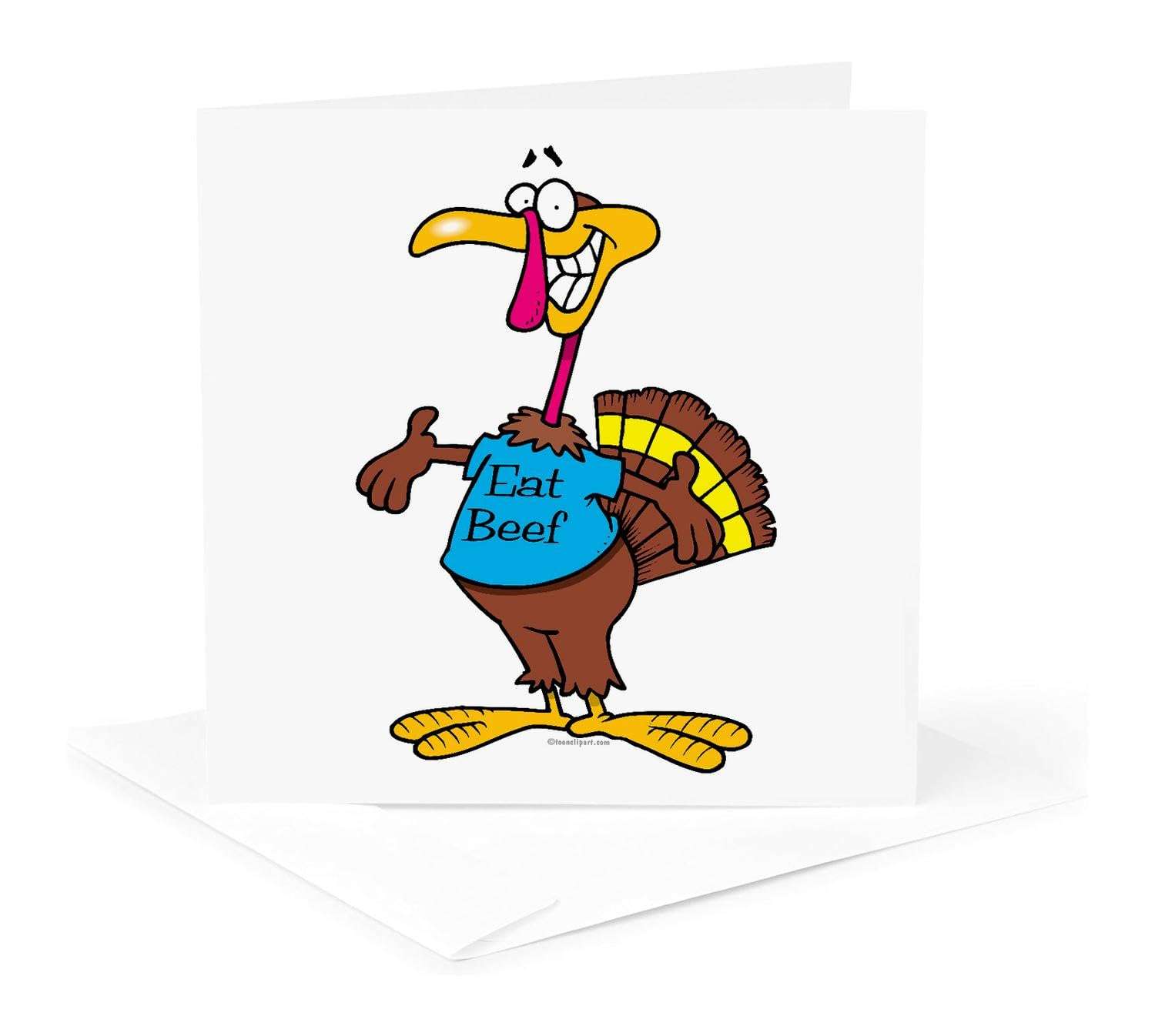 3dRose Funny Eat Beef Turkey Cartoon - Greeting Cards, 6 x 6 inches, set of 6 (gc_104043_1) 5