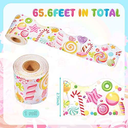 Outus 65.6ft Candyland Bulletin Board Border Lollipop Self Adhesive Scalloped Border Trims Sweet Themed Cutouts Bulletin Board for Classroom School Door Desk Supplies, Birthday Party Decorations 2