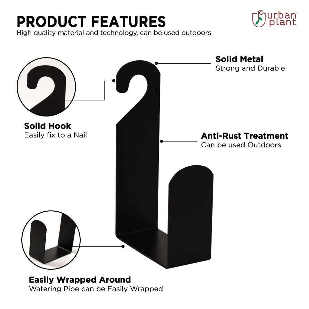 Urban Plant Iron Garden Hose Pipe Holder/Hanger,Black 3
