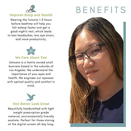 umizato Blue Blockers Glasses for Men Women - Hypoallergenic Eco-friendly Glasses for Light Sensitivity, Classic UV Light Glasses Blue Light Filters, Blue Light Glasses Gaming (TORONTO in Black) 2