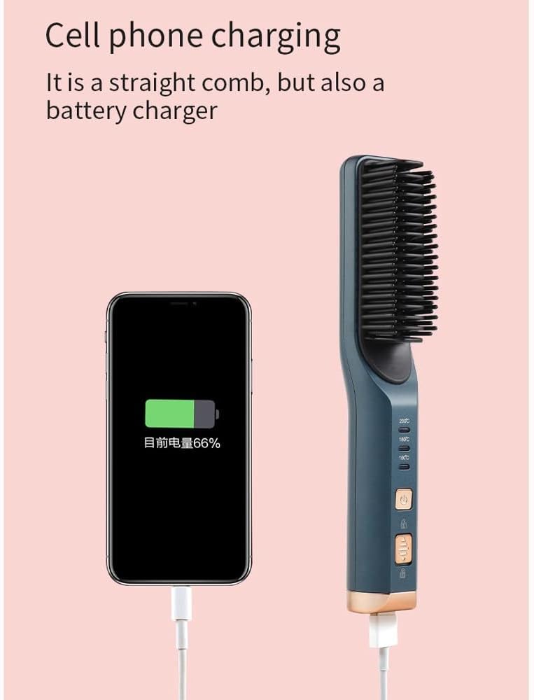 NANZU Heating Straight Hair Brush Fast Styling Portable Hair Flat Irons Straightening Comb USB Rechargebattery 5