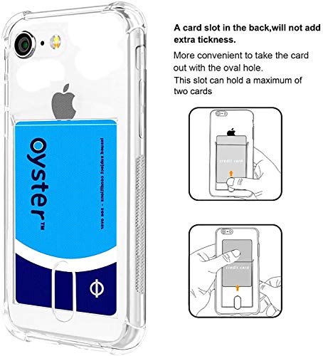 szintu Compatible for iPhone 6 Plus iPhone 6S Plus Clear Case with Card Holder Slot [Slim Fit] Soft TPU Anti-Scratch Shockproof Protective Flexible Bumper Wallet Case for iPhone 6/6S Plus(Black) 4