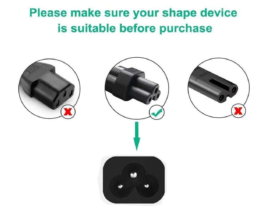 Green Lap 3 Pin Power Cable Replacement Power Cord for Laptop/Desktop/Monitor/Printer - Black Color 4