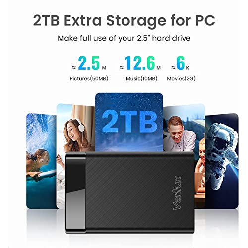 Zeitel® 2.5 External Hard Disk Case USB 3.0 for 2.5 Inch SSD & HDD 7mm/9.5mm, HDD Case USB 3.0 to SATA 2.5 inch Tool-Free Installation External Hard Drive Enclosure Hard Disk HDD SSD Case 5