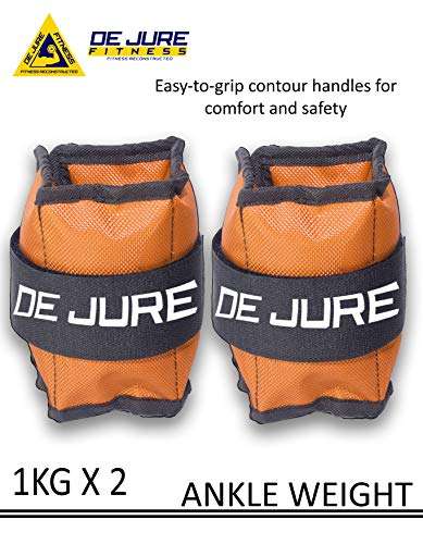 DE JURE FITNESS Ankle & Wrist Weight Set, Adjustable Strap, 1KG Pair (1Kg x 2 = 2kg) (E) Orange 2