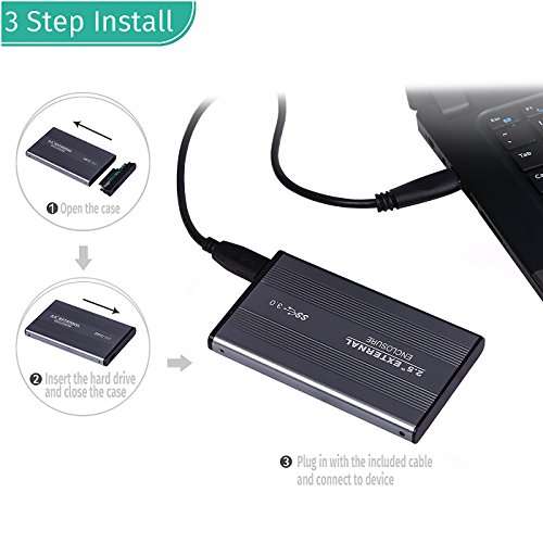 HDE External Hard Drive Enclosure USB 3.0 to SATA SSD and HDD Case 2.5-Inch Drive Compatible Aluminum Enclosure Disk Case Housing 2