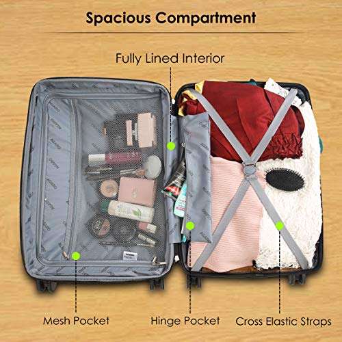 AGARO Venue Hard-Sided Polypropylene Check-in Luggage Set of 2 (20-24 Inch Suitcase) Red 4