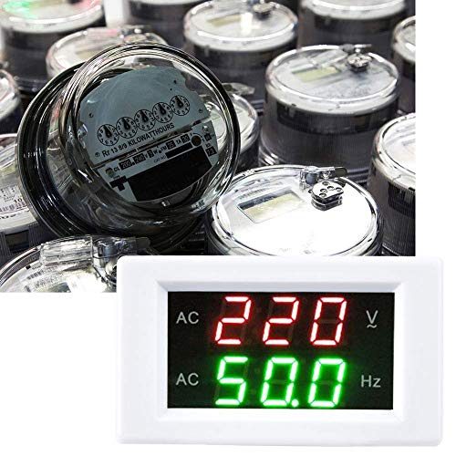 Voltage Frequency Meter, Display LED Digital AC Voltmeter Panel Mounting Frequency Meter Testing Tool (White) 2