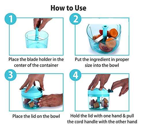 Machak Mini Vegetable Chopper With 3 Blades Cutter, 500 ml, Blue (2) 4