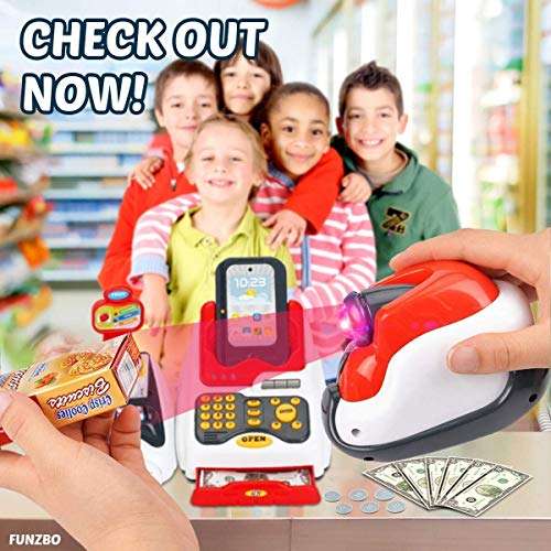 Famous Quality Toy Cash Register for Kids with Checkout Scanner, and Food Shopping Play Money and Food Shopping Play Set (Pack of 1 Set) 3