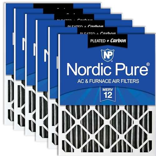 Nordic Pure 20x25x4 (19_1/2 x 24_1/2 x 3_5/8) Pleated Air Filter MERV 12 Pleated + Carbon 6 Pack 1