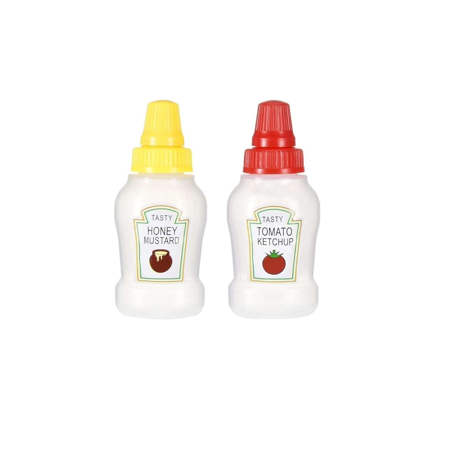 FASHRAMP® 2 Pcs Mini Ketchup Condiment Squeeze Bottles With Sturdy Screw Cap,25ml Mini Portable Salad Sauce Dressing Container Syrup Bottles for Kids Lunch Bento Box Accessories 1