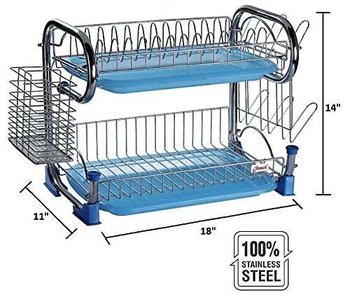 AMOL® Dish Rack | Utensil Kitchen Rack Steel Premium Stainless Steel Utensils Stand | Kitchen Organizers | Kitchen Stand (Elegance) 4
