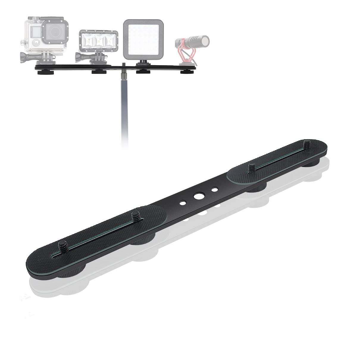 Zeetain 30cm Dual Speedlite Camera Mount Tripod Bracket Flash Extension Bar,10" Dual Tripod Bracket for Camera,LED Video Light,DSLR Camera,Flash Light 1