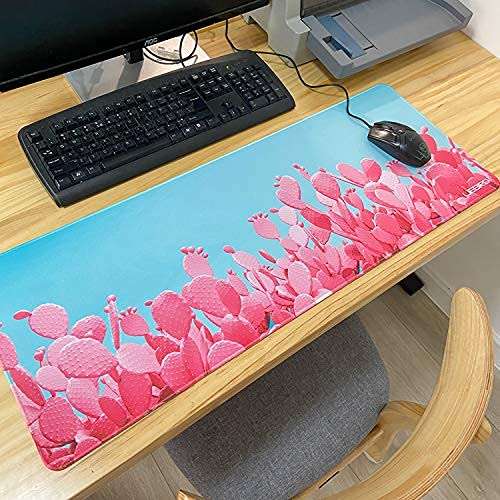 LIEBIRD® Extended XXL Gaming Mouse Pad - Portable Large Desk Pad for Laptop - Non-Slip Rubber Base (Cactus) 2