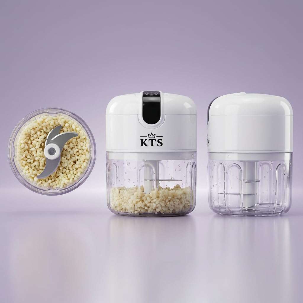 Konquer TimeS KTS Electric Mini Garlic Chopper,Food Processor,Portable Cordless Garlic Mincer Masher, With USB Charging For Vegetable,Chili,Fruits,Ginger,Baby Food Masher, Seasoning 250Ml 4