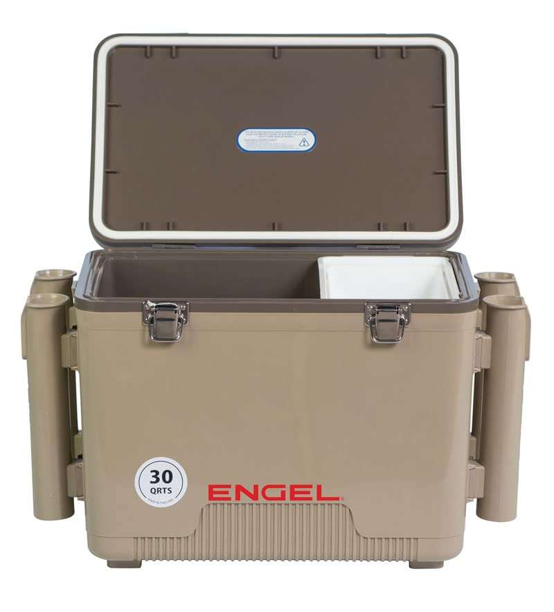 Engel UC30 30qt Leak-Proof, Air Tight, Fishing Drybox Cooler with Built-in Fishing Rod Holders, Also Makes The Perfect Hard Shell Lunchbox for Men and Women in Tan 4