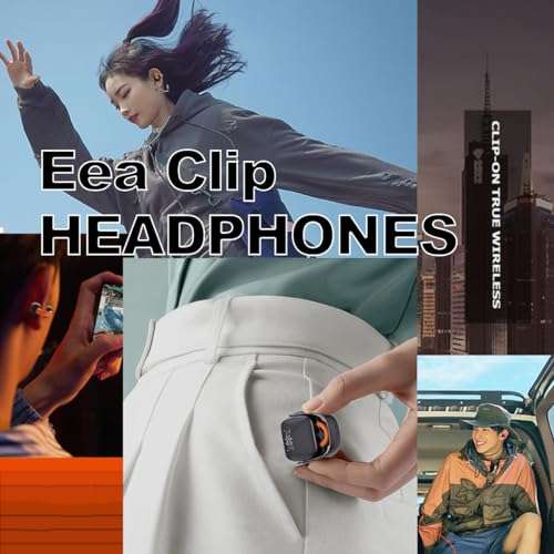 Wireless Open Ear Earbuds, Ear Clip Bone Conduction Headphones Bluetooth 5.3, Painless Clip on Earbuds with LED Display, Mini Sport Running Earring Earphone, HiFi Quality/Long Battery Life (Black) 3