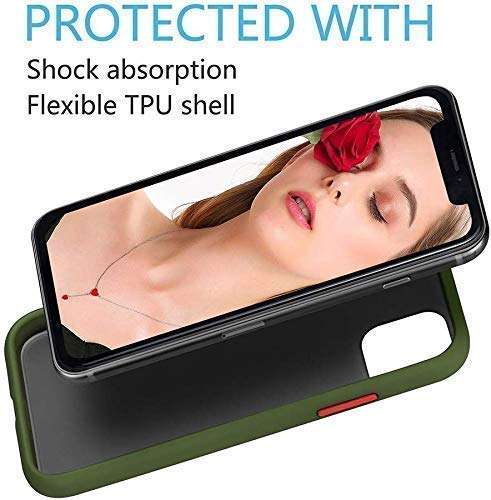 TRENDYTHINK Transparent Shockproof Camera Protection Smoke Cover Translucent Matte Soft TPU Pouch Case Smoke Case for (Green, I Phone 11) 4