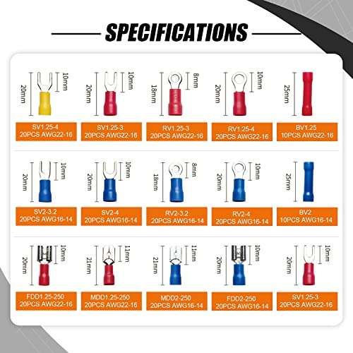 SWANAMB Wire Crimping Tool Kit AWG 23-13 With 280 PCS Insulated Wire Electrical Connectors - Butt, Ring, Spade, Quick Disconnect - Crimp Terminals Cable Lugs Assortment Kit Crimping plier Set 4
