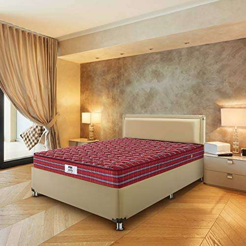 peps Tartania 8-Inch Woven Fabric Top Single Size Pocketed Spring Mattress (Maroon78X30X08) with 1 Free Pillow 1