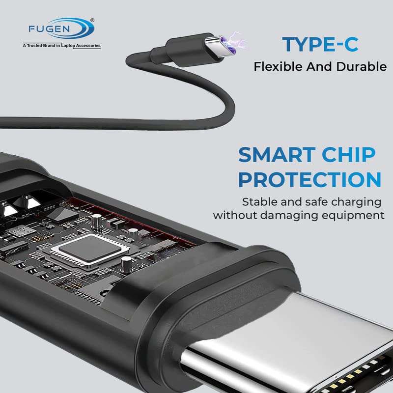 Fugen Laptop Charger Adapter 65w 5V/3A, 9V/3A, 15V/3A and 20V/3.25A Pin Type - C Compatible for Lenovo Chromebook 100e 300e 500e c330 c340 s330 s340 c630 Yoga 3