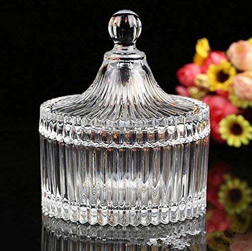 Dukanwala Enterprise Stylish Crystal Glass Container Jar with Lid | Kitchen Storage Glass Jar for Candy, Cookies, Nuts & Dry fruits (320 Ml | Pack of 1) 3