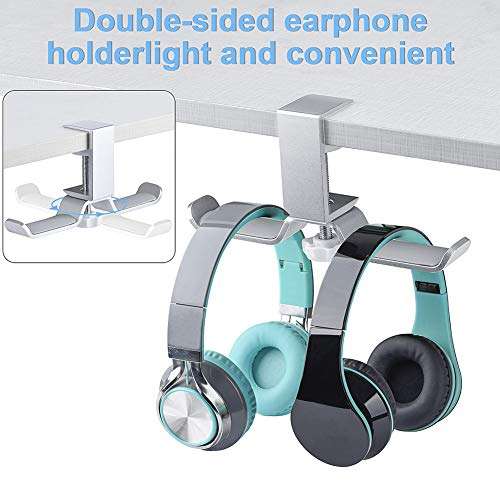 Yueranhu Headphone Holder Hanger Headset Stand Foldable Aluminum Headset Hook, Under Desk for All Headphones Size 2