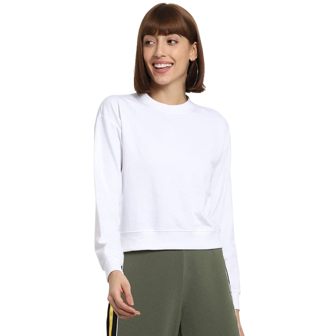 Bewakoof Women White Irene Core Solid Sweatshirt-L 1
