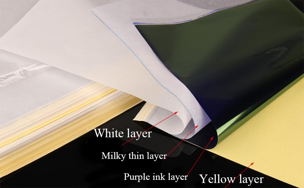 100 Sheets Stencil Paper for Tattooing, Easy Transfer, Certified Vegan, with Vegetable Wax & High-Visibility Purple Dye 4