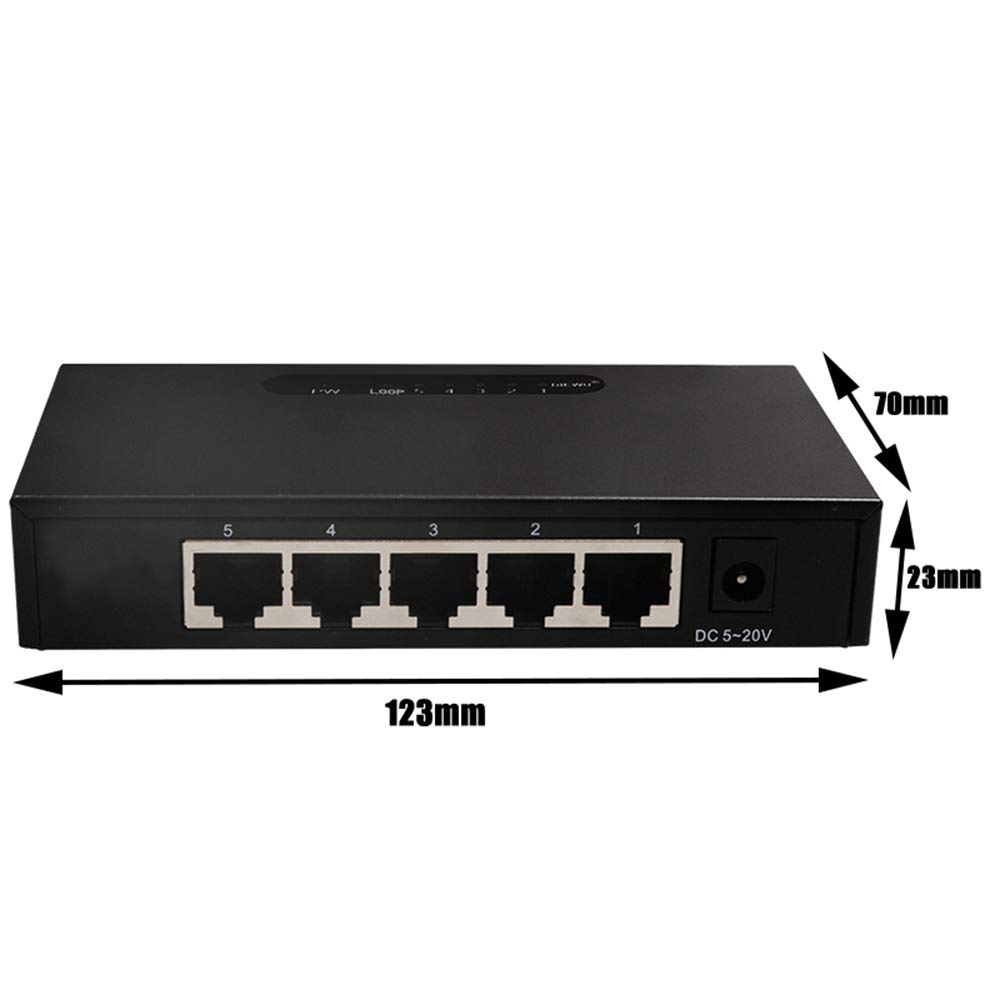Gigabit Ethernet Switch 5 Ports Network hubs and switches, Full 1000M Gigabit unmanaged Metal Desktop Switch, Home Campus Office Plug and Play Network Splitter 2