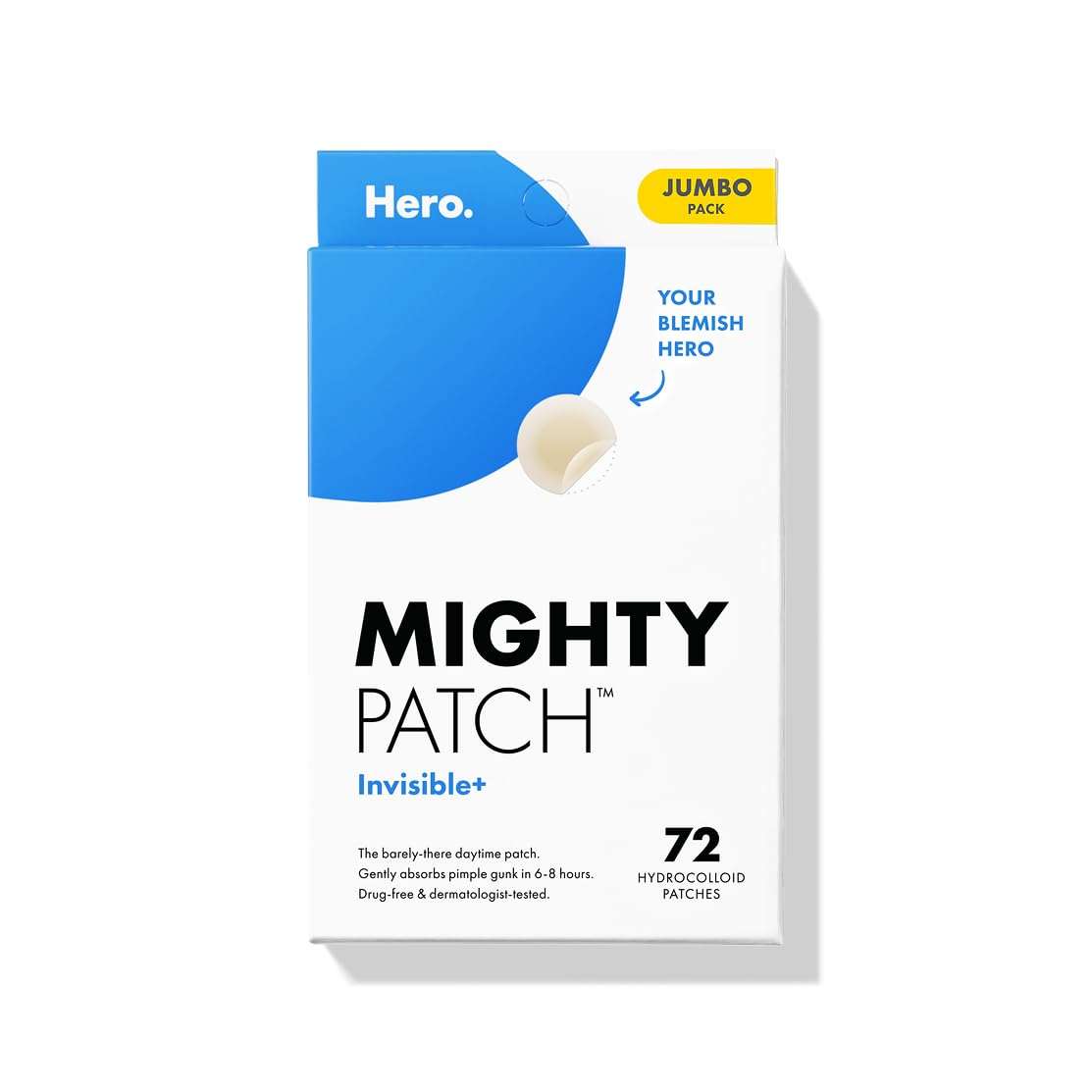 Mighty Patch™ Invisible+ Patch – The Barely-There Daytime Hydrocolloid Acne Pimple Patch for Covering Zits and Blemishes, Tapered Edges Designed to Blend Into Skin (72ct) 1