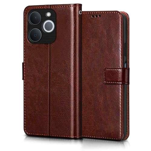 WOW IMAGINE Shock Proof Flip Cover Back Case Cover for Realme Narzo 80 Lite 4G | Realme C71 5G (Flexible | Leather Finish | Card Pockets Wallet & Stand | Chestnut Brown) 2