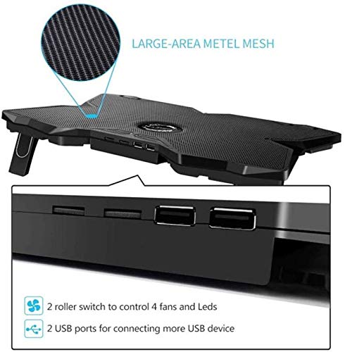 Dezful Heavy Duty [4 Fans] LED Cooling Pad [Suitable for Upto 17 Inch Laptops] 4