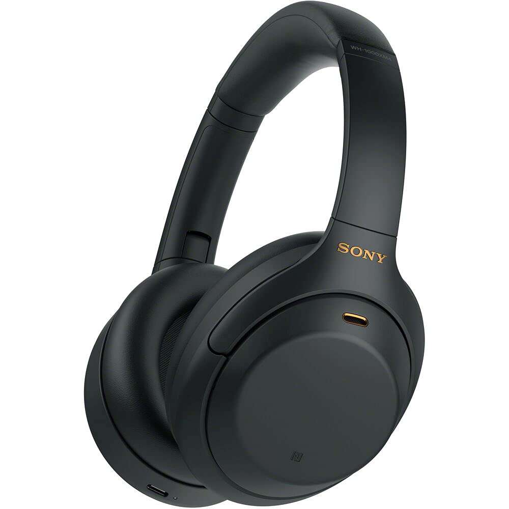 Sony WH-1000XM4 Wireless Noise-Canceling Over-Ear Headphones (Black) with Mic for Phone-Call and Voice Control (WH1000XM4/B) + Headphone Stand + USB Adapter 2