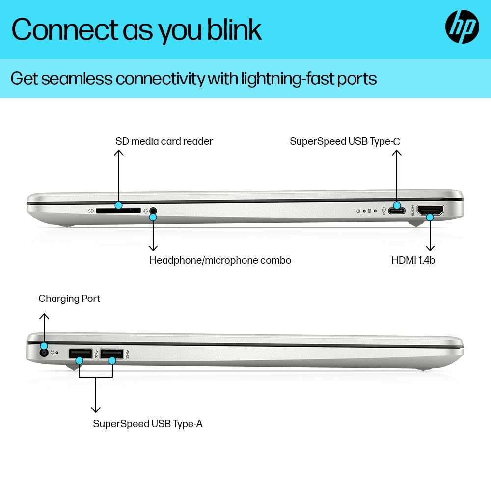 HP Laptop 15s, 12th Gen Intel Core i3-1215U, 15.6 inch(39.6cm) FHD Laptop(8GB RAM,512GB SSD,Intel UHD Graphics,Alexa,Dual Speakers,Numeric Keypad,Win 11,MSO 211.69 Kgs,Natural Silver) 15s-fr5009TU 6