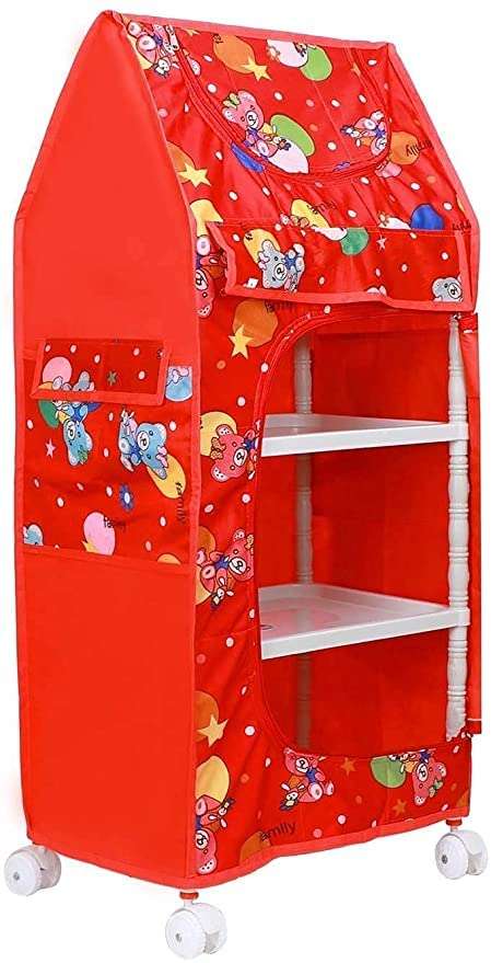 Baby Foldable Wardrobe, Multipurpose Printed Plastic Foldable Toy Wardrobe Storage Baby Almirah for Kids (4 Layer) 1