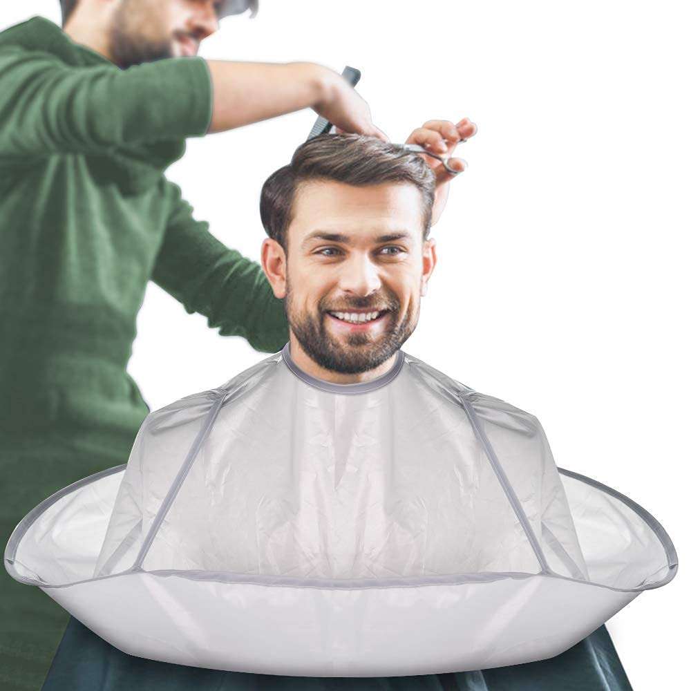 HIKI ZIKI Hair Cutting Cape Umbrella Cloak Hairstylist & Hairdressing Kit Haircut Accessories for Beard Shaving Umbrella Cloth Waterproof Cape for Adult Women Men Kids_Gray 3