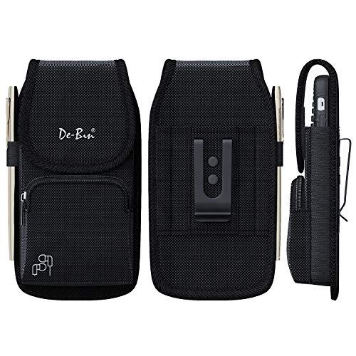 De-Bin Belt Holster Designed for Samsung Galaxy S8+ Plus/ S9+ Plus/ S10+ Plus Cell Phone Holster/Pouch/Belt Holster with Belt Clip, Zipper Storage and Pen Holder (Fits Phone with Other Case on) Black 2