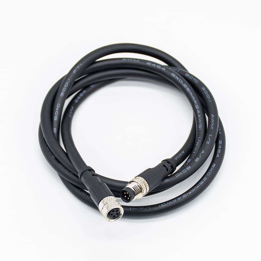 M8 5 Pin Serial Cable Connector Female to Male Plug Straight Molding Waterproof IP67 Aviation Socket Connector Double Ended Unshielded Electrical Cable Sensor 24AWG(B Code 5 Pin 1M/3.3ft Cable) 4