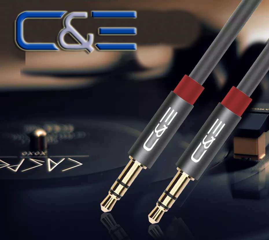 C&E CNE721699 1.5 FT(0.4 M) 3.5mm Aux Male to Male Extension Stereo Audio Cable Grey Compatible for iPhone, iPad or Smartphones, Tablets, Media Players 4